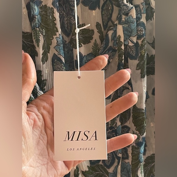 NWT MISA Los Angeles Elisabetta Chic Boho Blue White Floral Blouson Mini Dress - Picture 4 of 10